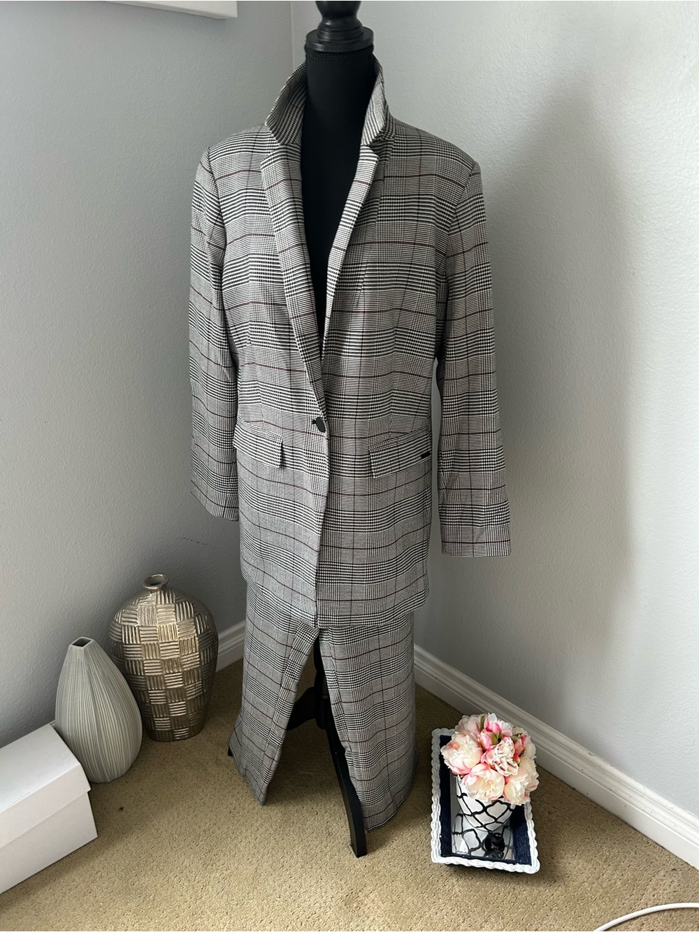 Calvin Klein Gray Glen Plaid Women's suit